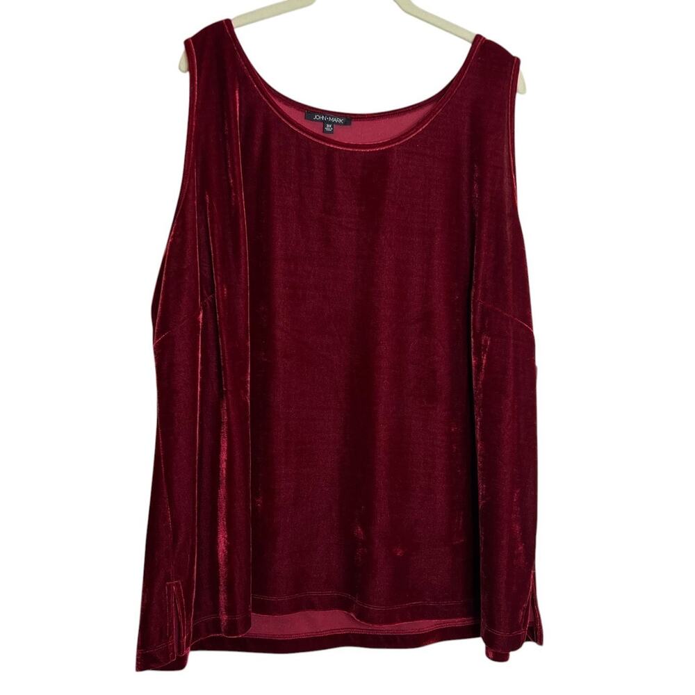 John Mark Womens Velvet Tank Top 3X Burgundy Sleeveless Stretch Party Shirt NEW
